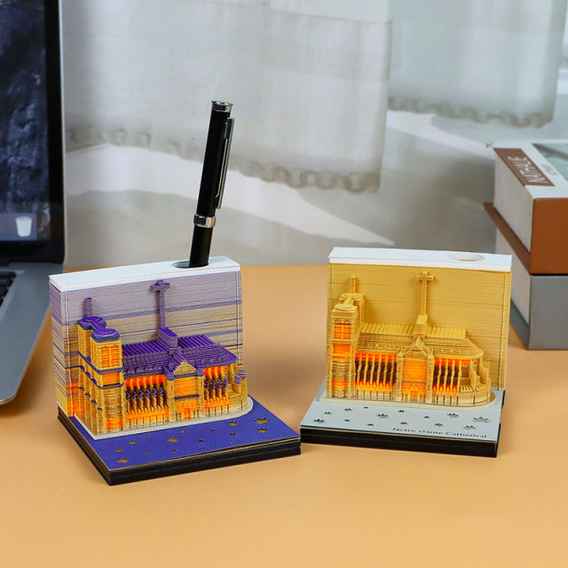 Notre-Dame de Paris Church 3D Note Pad - Memo Pad - Omoshiroi Blocks - Artistic Note Pad Post It Notes (Copy)