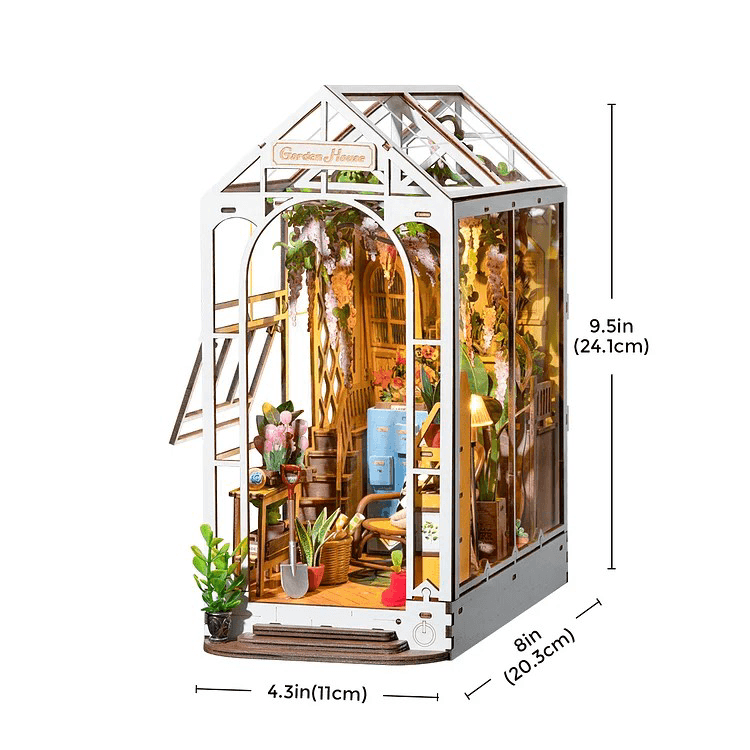 Garden House Book Nook Kit Greenhouse Book Nook Nursery Book Nook Book Shelf Insert - Rajbharti Crafts