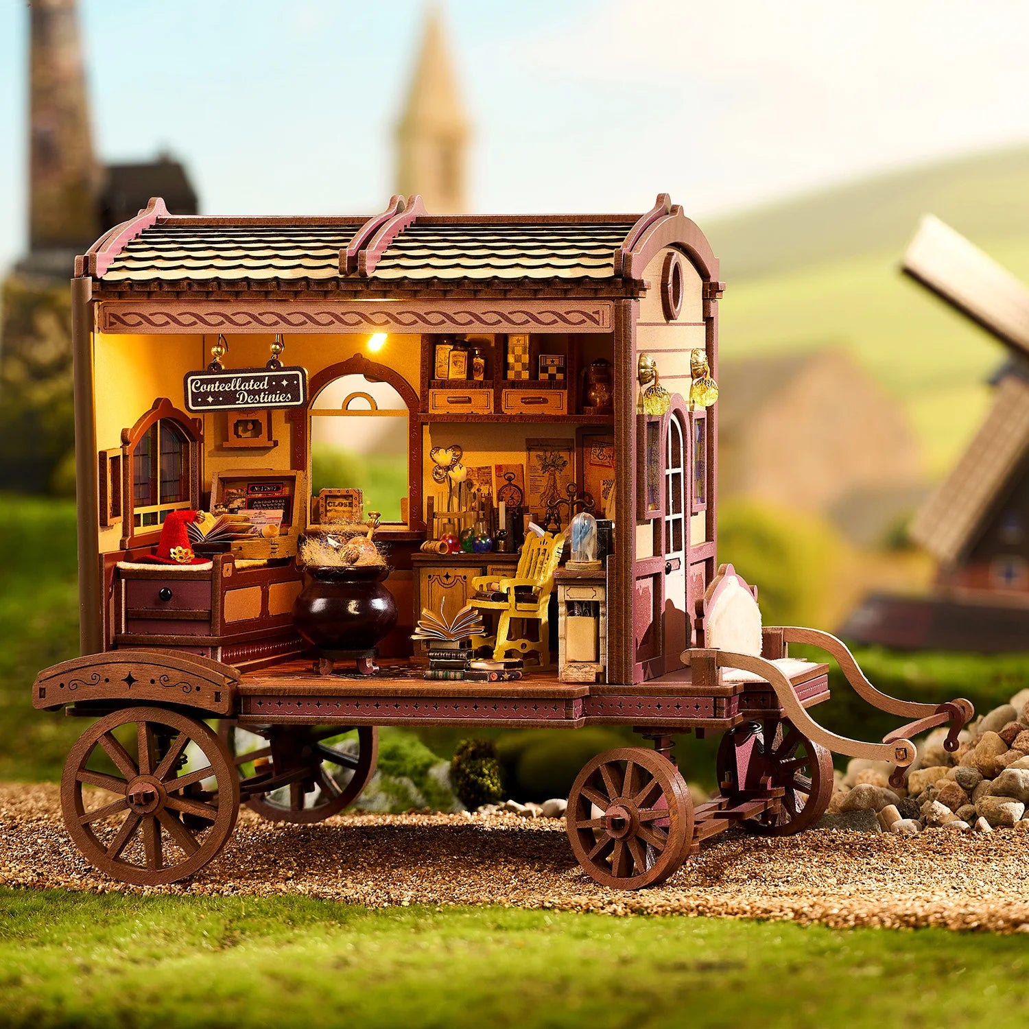 DIY Dollhouse Kit Entropy's Flow Miniature House Casa 3D Wooden Puzzles Carriage Cart Caravan Diorama Scenery Adult Crafts