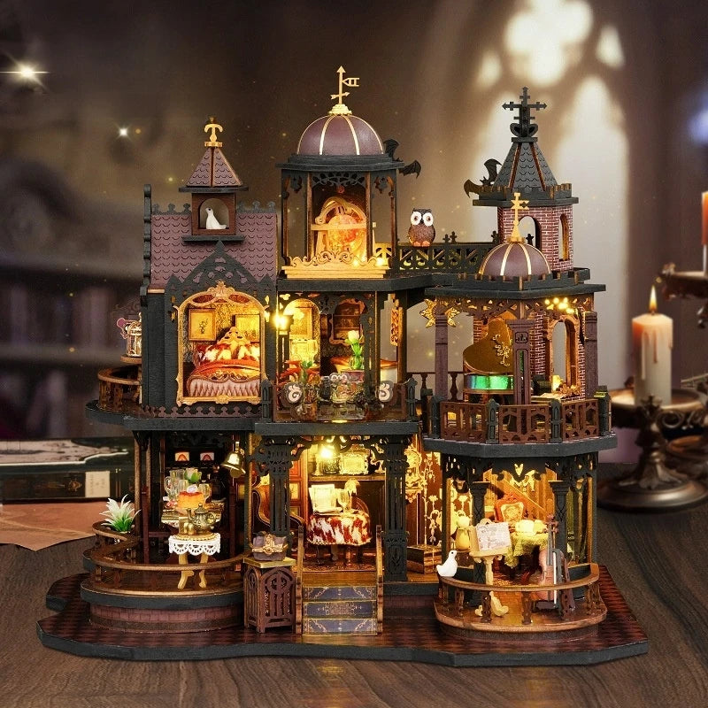 DIY Dollhouse Kit Eltz Castle Miniature House Edinburgh Castle 3D Wooden Puzzles Diorama Scenery Casa Craft Kits