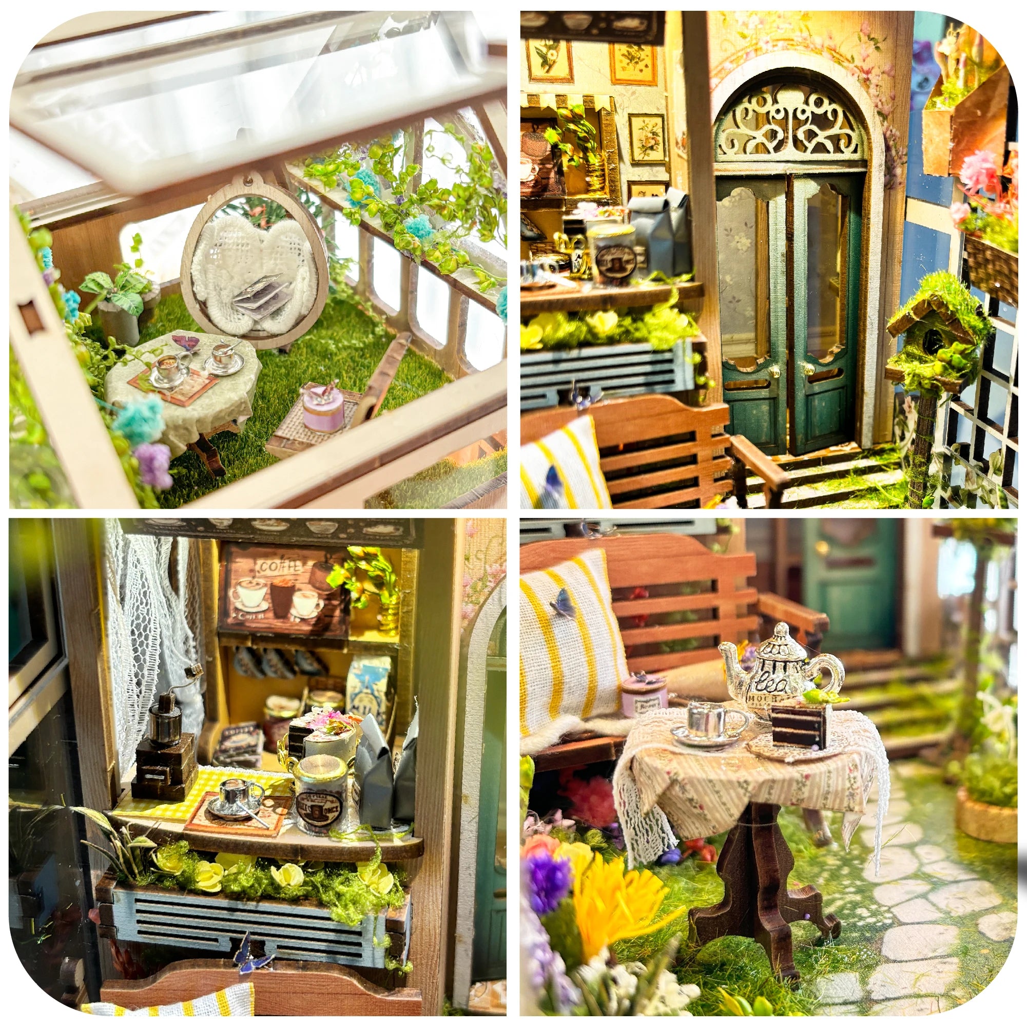 DIY Book Nook Kit Sylvia Garden Bookshelf Insert Greenhouse DIY Bookend Diorama Scenery Bookshelf Decor