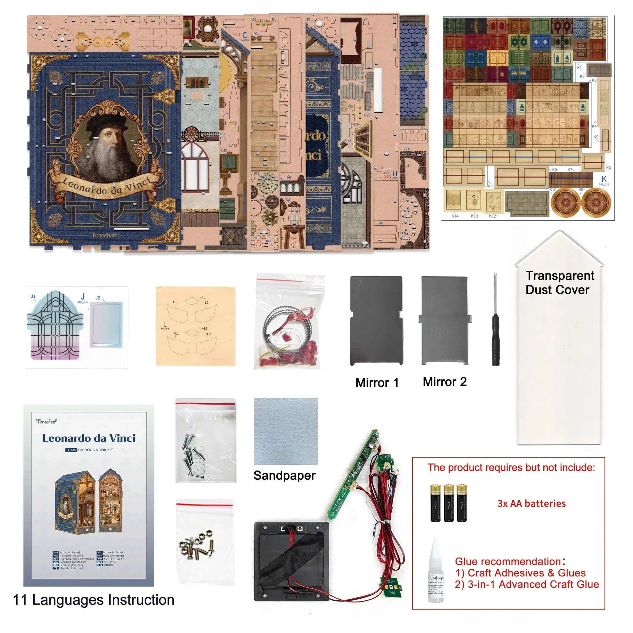 DIY Book Nook Kit Leonardo Da Vinci Bookshelf Insert Monalisa DIY Bookend Diorama Scenery Bookshelf Decor