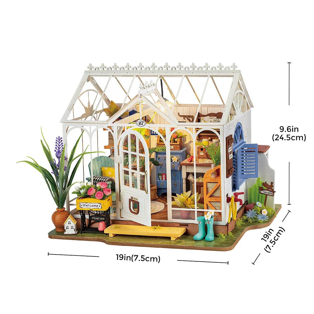 DIY Greenhouse Miniature Dollhouse Kit Panoramic Garden House Miniature With Flower Chandelier - Rajbharti Crafts