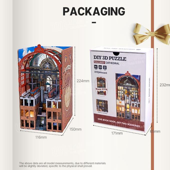 DIY Book Nook Railway Station & Cathedral Double Side Scenes Book Shelf Inserts DIY Book Décor Book Rooms Miniatures - Rajbharti Crafts