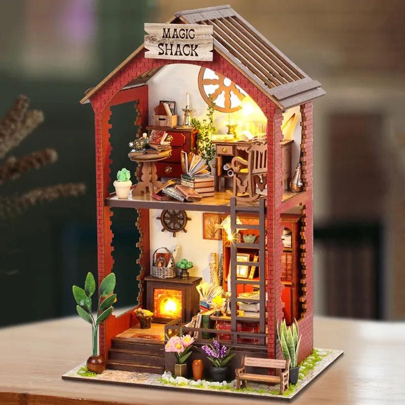 DIY Magic Shack Dollhouse Miniature Japanese Dollhouse Traditional Style Wooden Miniature DIY Doll House Kit