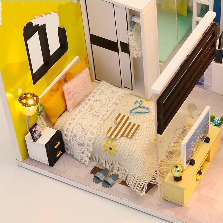 Dollhouse Kit DIY Miniature Toys With LED Lights 3D Dollhouse With Furniture Mini Children World Modern Home Miniature - Rajbharti Crafts