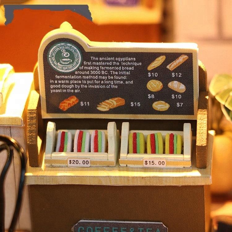 DIY Dollhouse Kit Coffee Time Shop Dollhouse Coffee Shop Dollhouse Miniature with Furniture Adult Craft Kit Doll House Kit - Rajbharti Crafts