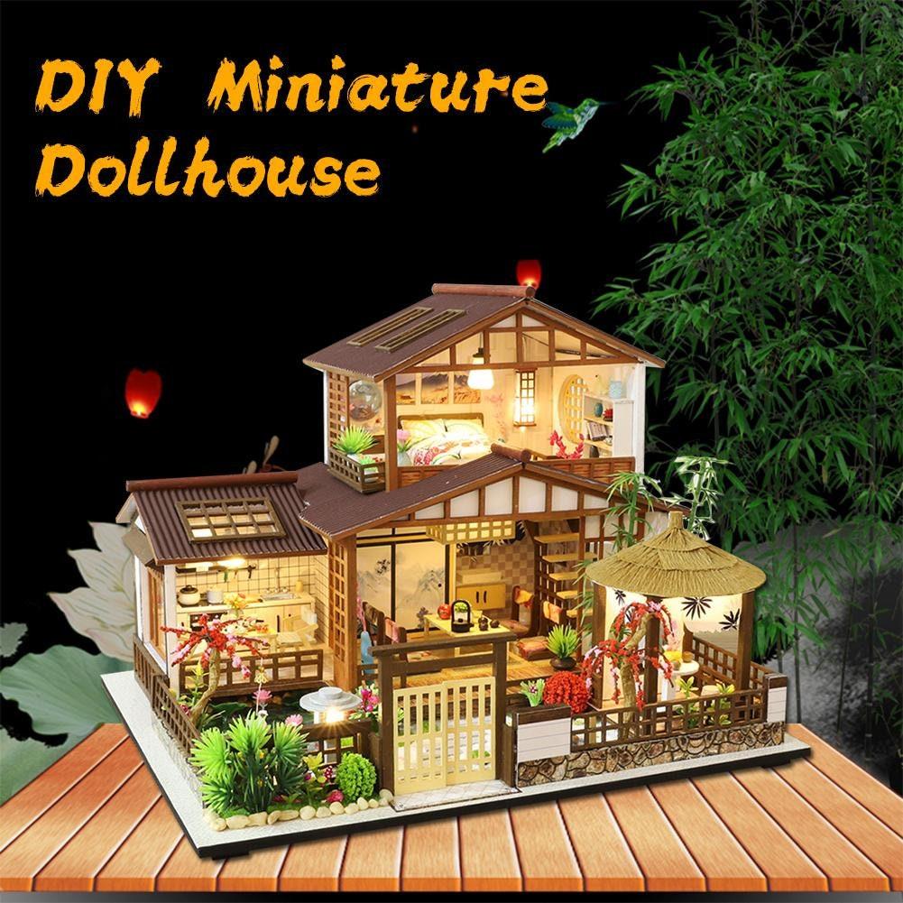 DIY Dollhouse Kit Miniature House with Furniture Garden Villa Chinese Style Miniature Dollhouse Kit Adult Craft DIY Kits - Rajbharti Crafts