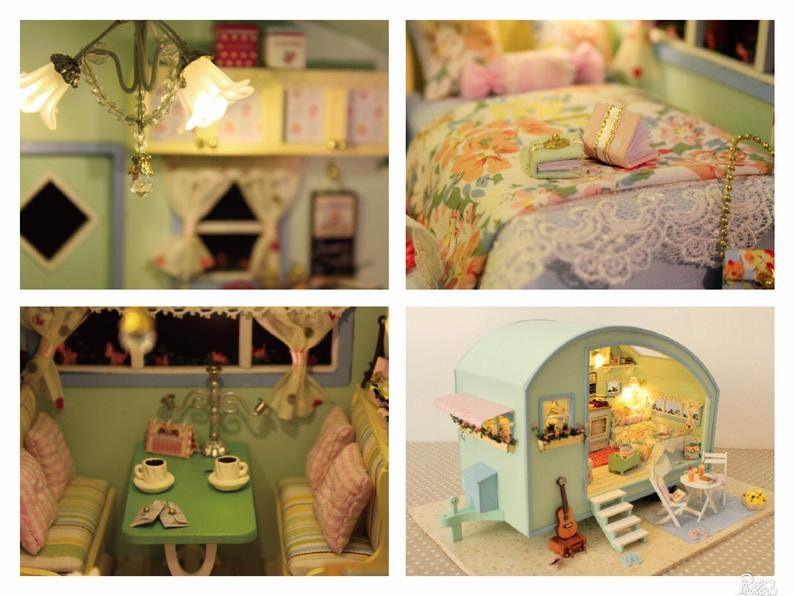 DIY Caravan Dollhouse Time Machine Dollhouse Miniature with Furniture Large Size Camper Dollhouse - Caravan Miniature - Camper Van Miniature - Rajbharti Crafts
