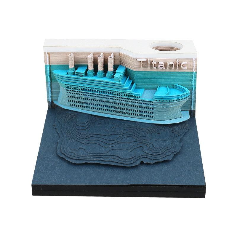 Titanic Ship Miniature Model Building 3D Note Pad - Art Memo Pad - Omoshiroi Block - Post Notes - DIY Paper Art Craft - Stationery Toys Gift - Rajbharti Crafts