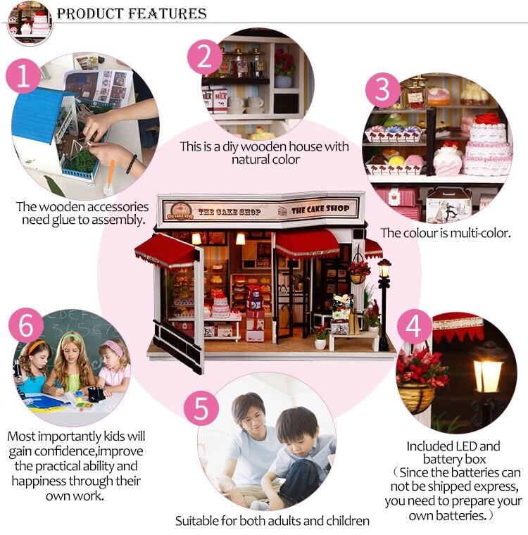 Paris Baguatte Cake Shop DIY Dollhouse Kit Cupcake Shop Dollhouse Miniature Bakery Dollhouse Kit European Style Dollhouse Adult Craft - Rajbharti Crafts