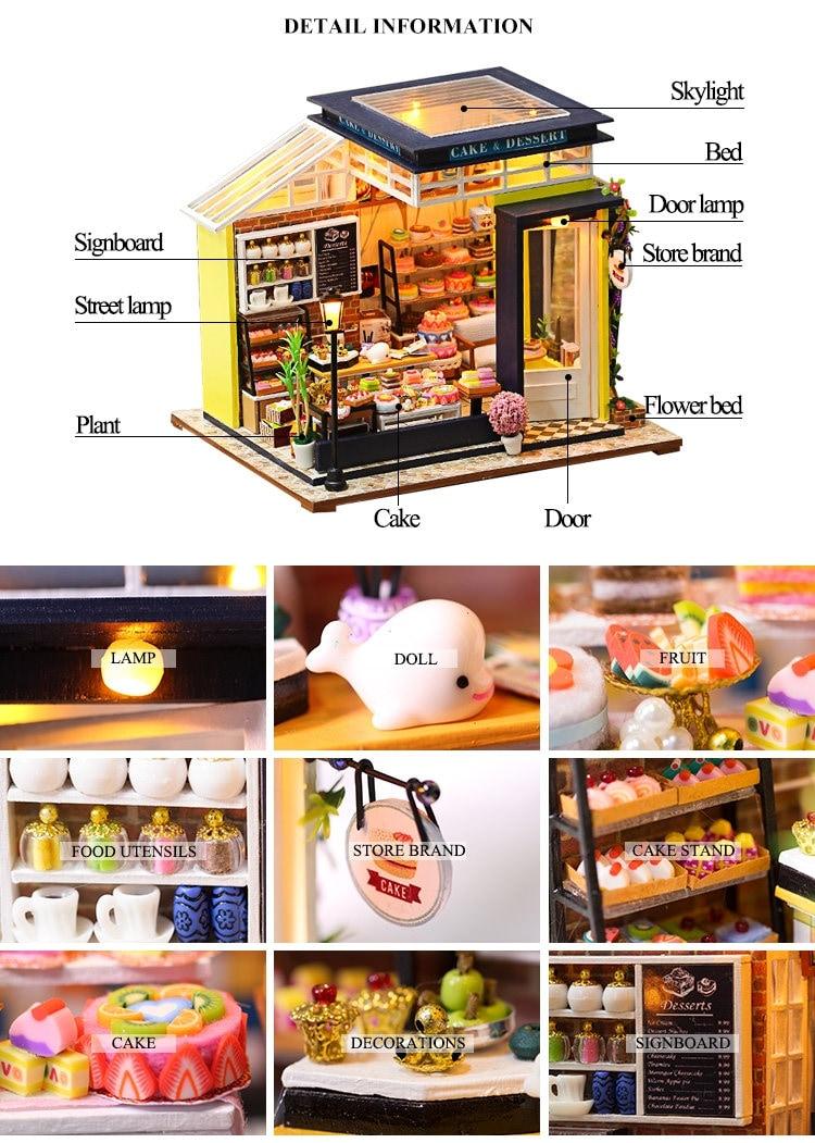 Cake Shop DIY Dollhouse Kit Baking Honey Cake Shop Dollhouse Miniature Bakery Dollhouse Kit European Style Cafe Dollhouse Adult Craft - Rajbharti Crafts