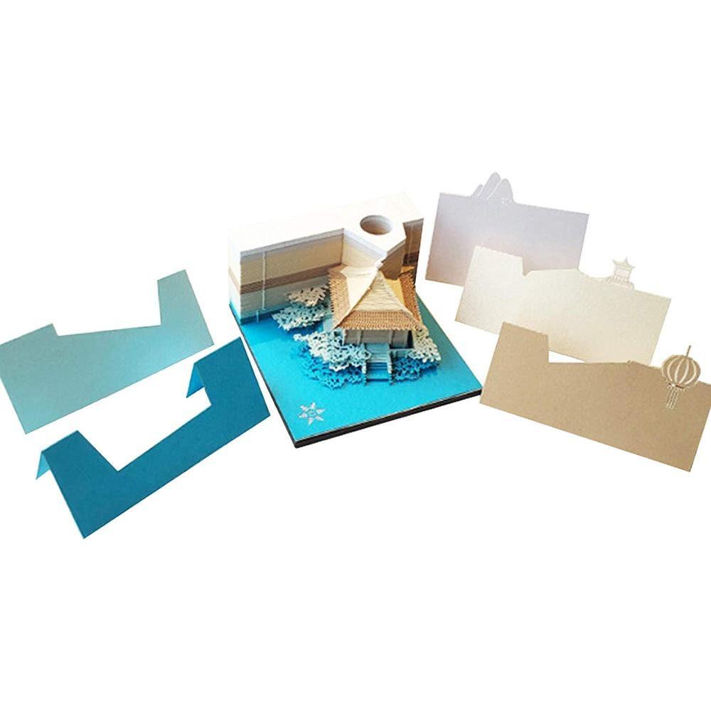 The Japanese Cottage Model Building 3D Note Pad - Art Memo Pad - Omoshiroi Block - Post Notes - DIY Paper Craft - Stationery Toys With LED - Rajbharti Crafts
