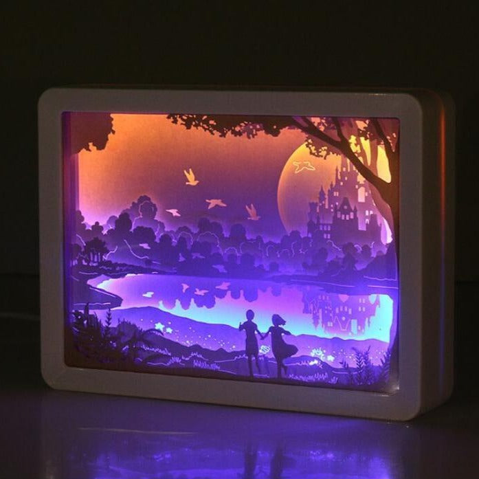 Moonlight Dream Shadow Box 3D Paper Cut Light Box Wall Hanging