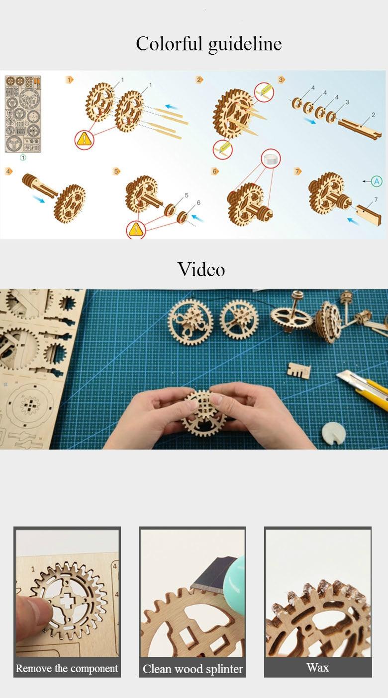 DIY Wooden Puzzle Kit - Ferris Wheel Mechanical Wooden Puzzle Kit With Musical Movement Box - DIY Wooden Puzzle - Wooden Miniature Dollhouse - Rajbharti Crafts