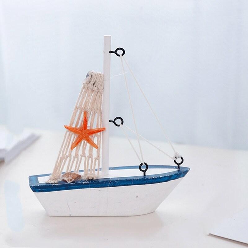 Miniature Sailboat Model - Ferry Ship Model - Mediterranean Style Sailboat - Wooden Miniature Ship - Marine Decoration - Nautical Decoration - Rajbharti Crafts
