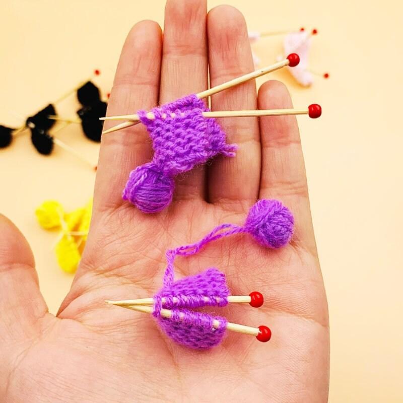 1:12 Scale - Miniature Knitting Needles - Dollhouse Knitting Scene Accessories - Combo Of 2 Sets Miniature Wool Ball - Miniature Accessories - Rajbharti Crafts