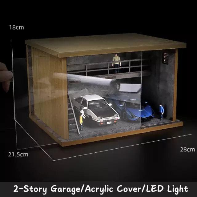Toy Car Storage - Die Cast Two Story Car Garage Diorama - Double Deck Car Parking Lot DIY 1:32 Model Car Parking Space Car Showroom With LED - Rajbharti Crafts