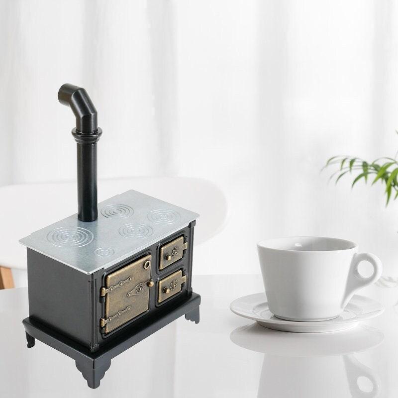 1:12 Scale Miniature Stove - Miniature Metal Black Stove - Real Mini Cooking - Miniature Fireplace - Mini Hearth - Tiny Kitchen Dolls House - Rajbharti Crafts
