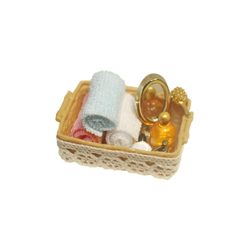 1:12 Scale Miniature Toiletries - Miniature Bathroom Accessories - Dollhouse Toiletry Box - Miniature Perfume Bottles - Miniature Soap - Rajbharti Crafts