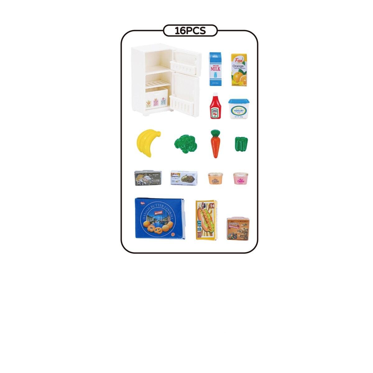1:12 Scale - 16 Pcs Miniature Refrigerator - Miniature Fridge - Real Mini Kitchen Scene Mini Refrigerator Dollhouse Refrigerator With Stuff - Rajbharti Crafts