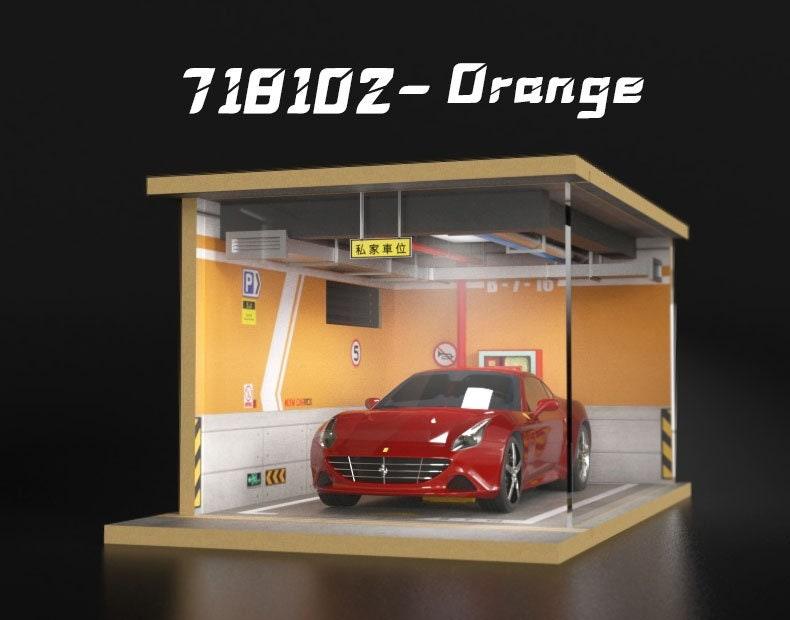 Toy Car Storage - Die Cast Car Garage Diorama - Wooden Car Parking Lot - DIY 1:18 Model Car Parking Space Toy Storage car Showroom With LED - Rajbharti Crafts