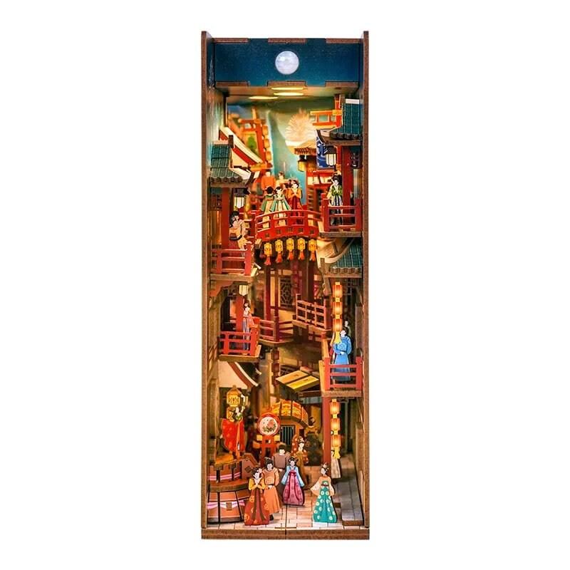 The Banquet of Tang Dynasty Book Nook - DIY Book Nook Kits Book Shelf Insert Book Scenery Bookends Bookcase with Light Model Building Kit - Rajbharti Crafts