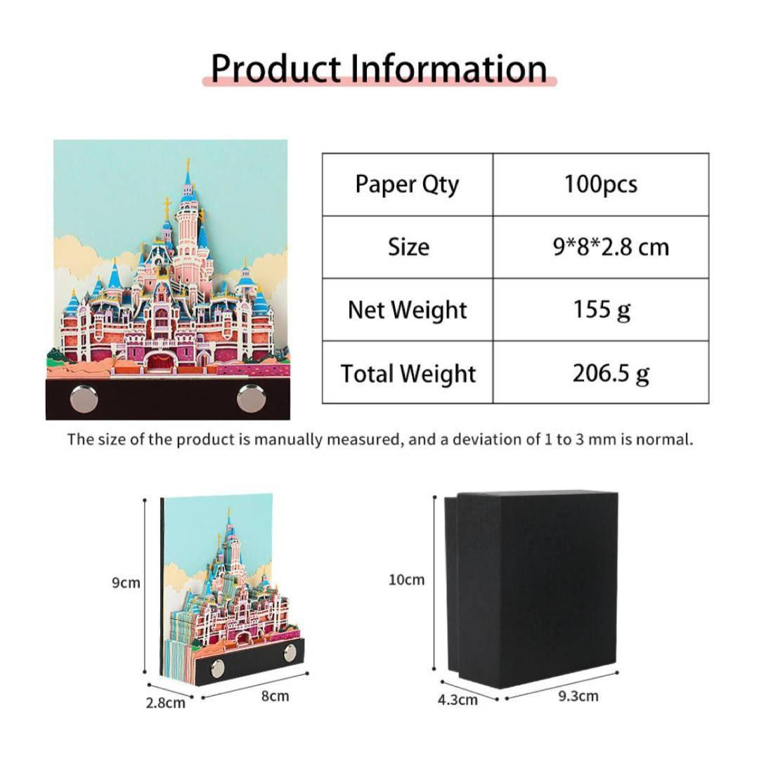 Cindrella Castle 3D Note Pads Fairy Tale Castle Note Pads Omoshiroi Blocks Post It Notes Artistic Note Pads Creative Magic Castle Memo Pads - Rajbharti Crafts