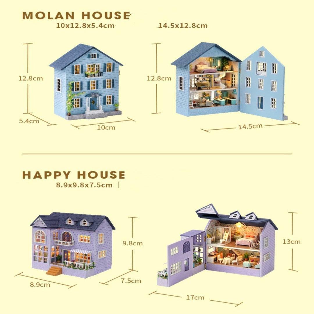DIY Dollhouse Kit - Mini House Series European Style Dollhouse Two Story Doll House With Openable Doors Birthday Christmas Gift Adult Craft - Rajbharti Crafts