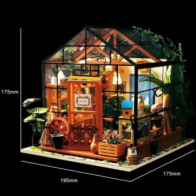 Cathy's Flower House Miniature Dollhouse Green House DIY Dollhouse Kits Plant Nursery Miniature Flower Shop Dollhouse Glass Dollhouse Kids - Rajbharti Crafts