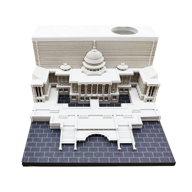 US White House 3D Note Pad - Creative Memo Pad - 3D Omoshiroi Block - Presidents Office DIY Paper Craft - USA National Day Gifts - Rajbharti Crafts