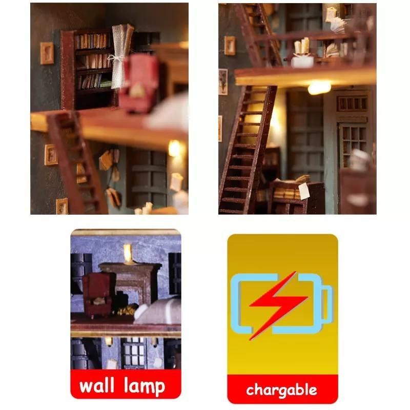 Ollivenders Wand Shop Book Nook - DIY Book Nook Kits - Wizard Alley Book Nooks Magic Alley Book Shelf Insert Book Scenery with LED - Rajbharti Crafts