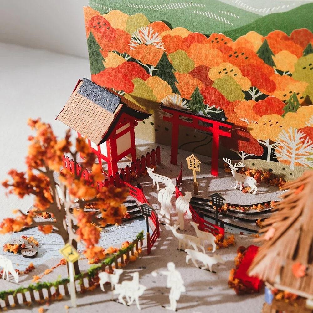 DIY Paper Craft Kit 3D Paper Crafts Autumn Maple Nara Deer 3D Origami Kits Paper Cut Best Birthday Gifts Creative Gift Ideas Return Gifts - Rajbharti Crafts