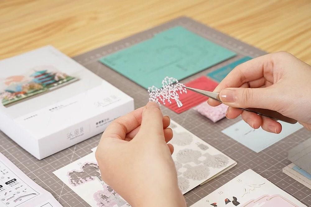 DIY Paper Craft Kit 3D Paper Crafts Mount Fuji Landscape 3D Origami Kits Paper Cut Best Birthday Gifts Creative Gift Ideas Return Gifts - Rajbharti Crafts