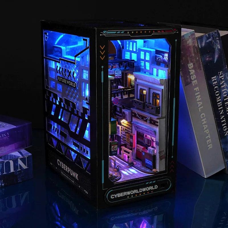 DIY Book Nook Kit Cyberworld Book Nook Cyber City Book Scenery Future World Book Nook Modern Alley Book Nook Kit Book Shelf Insert - Rajbharti Crafts