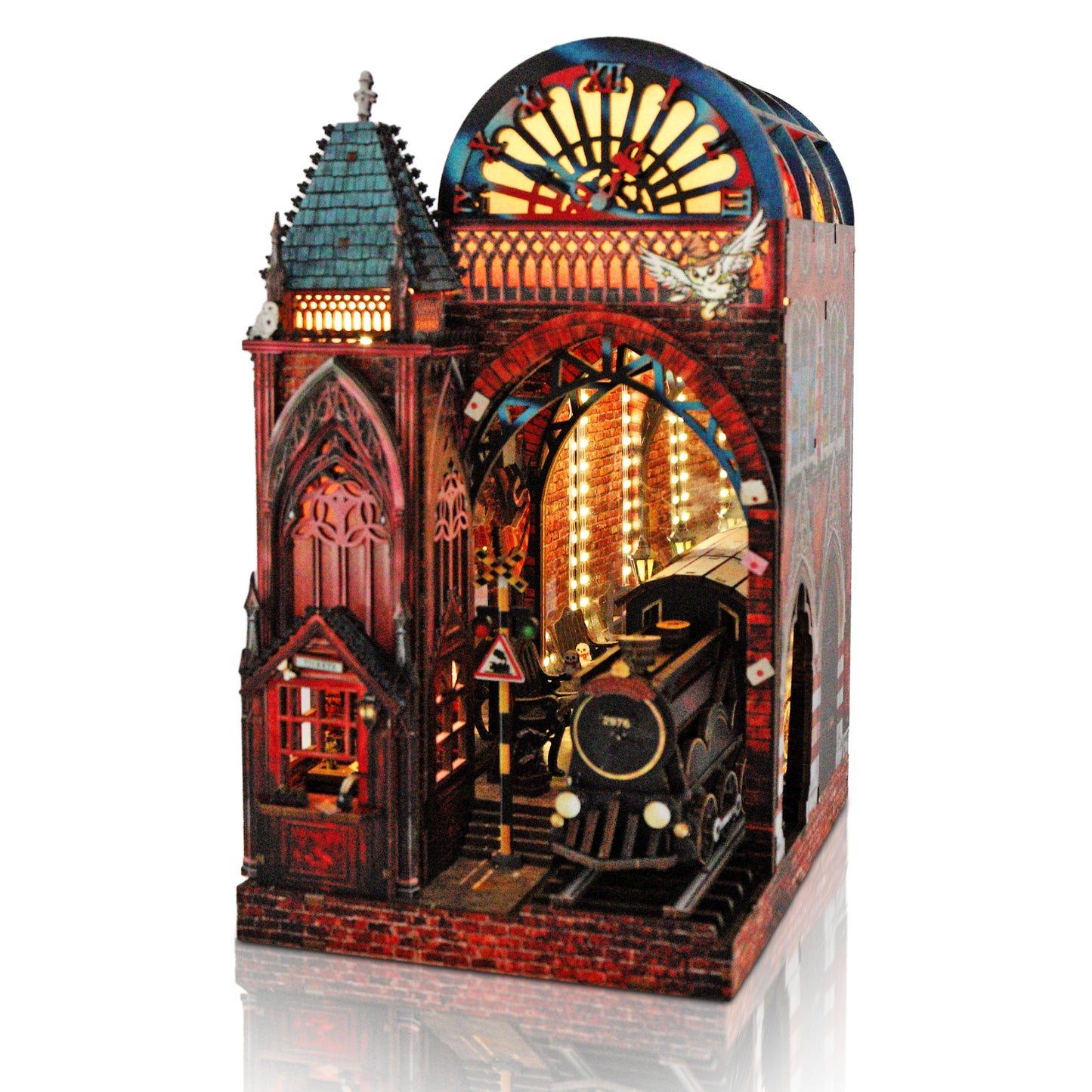 DIY Book Nook Kit Magic Platform Bookshelf Insert Midnight Departure Magic Station Miniature Diorama Scenery