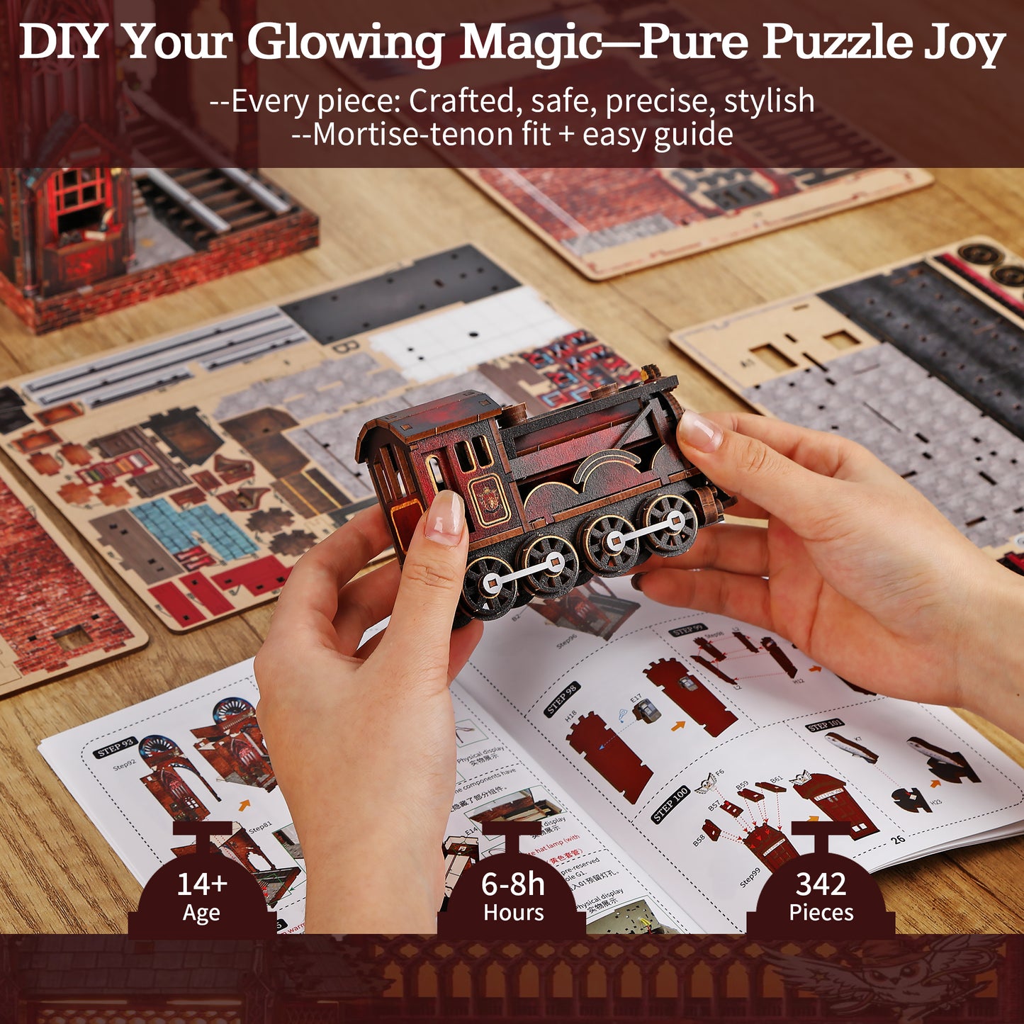 DIY Book Nook Kit Magic Platform Bookshelf Insert Midnight Departure Magic Station Miniature Diorama Scenery