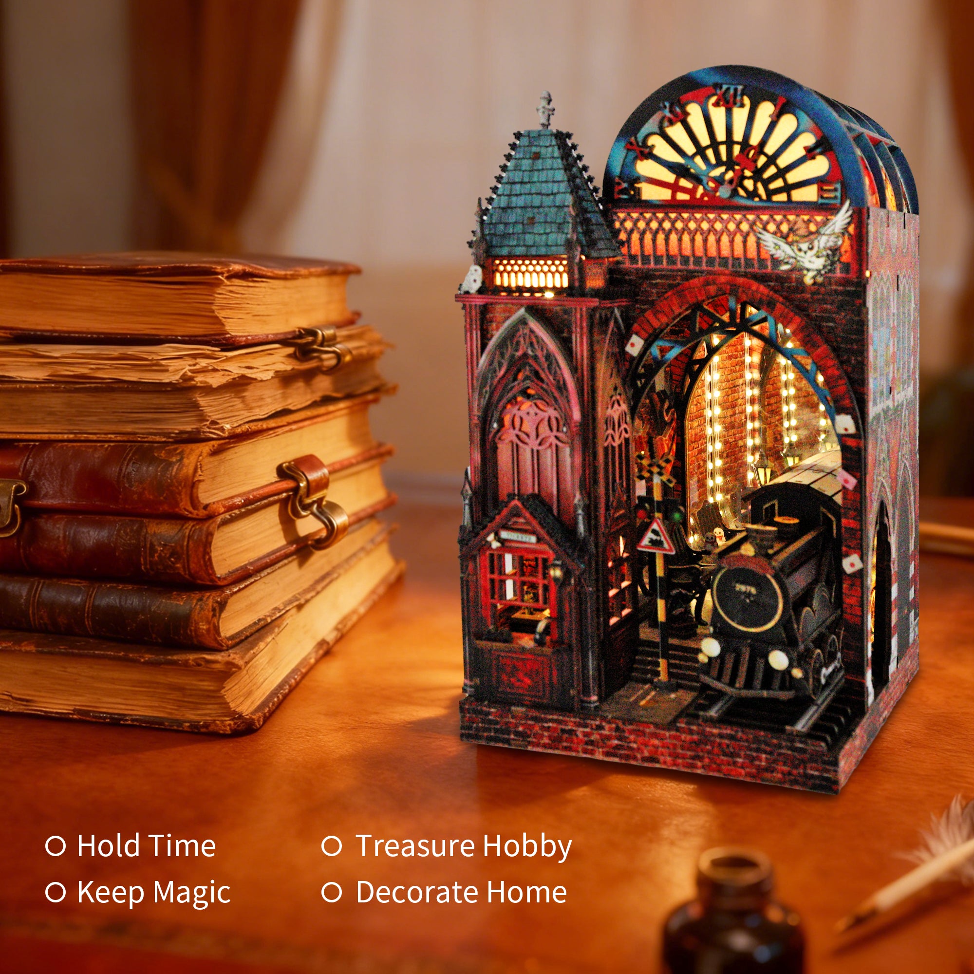 DIY Book Nook Kit Magic Platform Midnight Departure Bookshelf Insert