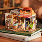 Books Corner Bookstore Miniature DIY Dollhouse Kit Bookshop Miniatures House Building Kit