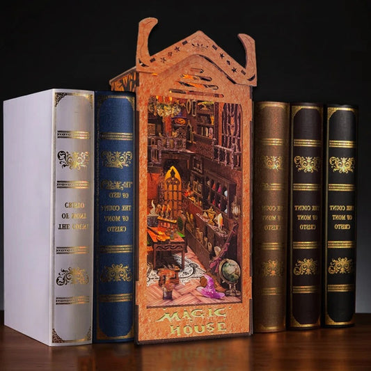 Academy Of Magic House DIY Book Nook Kit Decorative Bookshelf Insert Magic Bookends