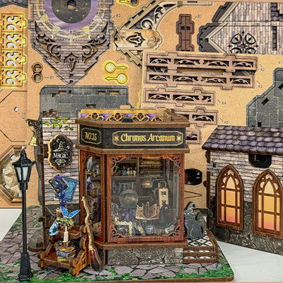 DIY Dollhouse Kit Time Magic Club Miniature House Clock Tower Casa 3D Wooden Puzzles Miniature Diorama Scenery Adult Crafts
