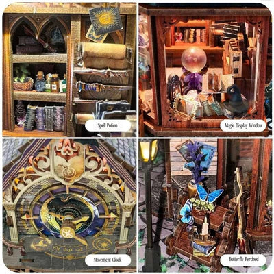 DIY Dollhouse Kit Time Magic Club Miniature House Clock Tower Casa 3D Wooden Puzzles Miniature Diorama Scenery Adult Crafts