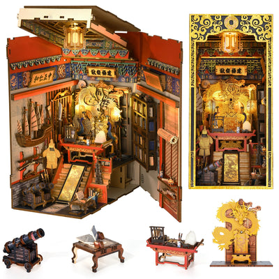 DIY Book Nook Kit The Emperor's Study DIY Bookend Royal Mansion Diorama Scenery Bookshelf Decor 3D Wooden Puzzles
