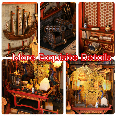 DIY Book Nook Kit The Emperor's Study DIY Bookend Royal Mansion Diorama Scenery Bookshelf Decor 3D Wooden Puzzles