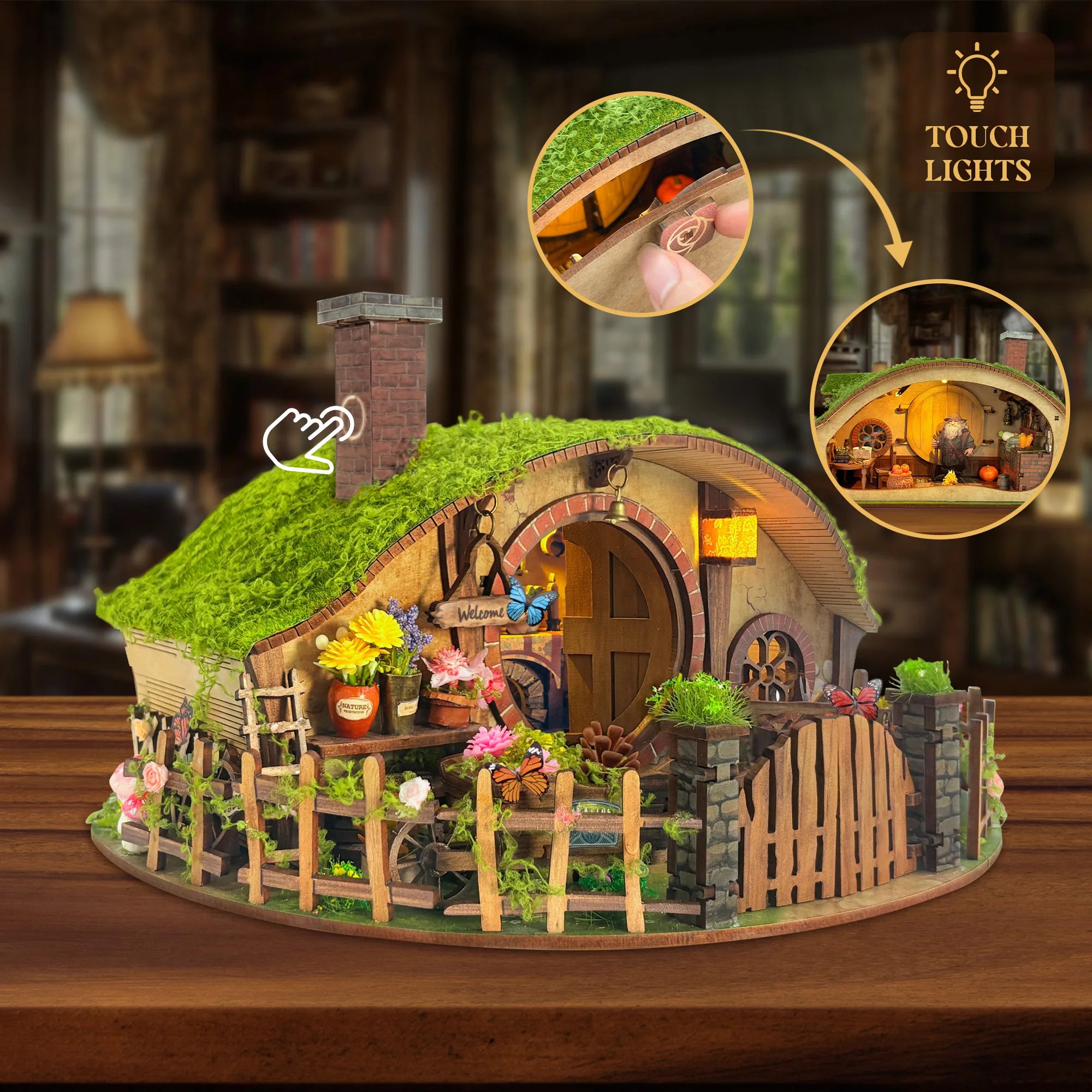 DIY Dollhouse Kit Hobbit House Miniature Dwarf Castle Casa 3D Wooden Puzzles Miniature Diorama Scenery Adult Crafts