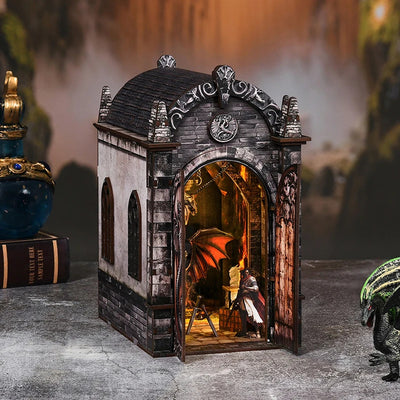 DIY Book Nook Kit Dragons Treasure Labyrinth DIY Bookend Game OF Thrones Diorama Scenery Bookshelf Decor 3D Wooden Puzzles