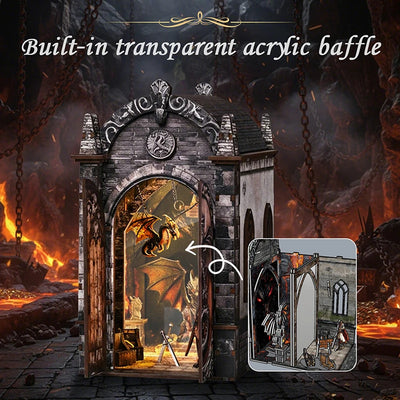 DIY Book Nook Kit Dragons Treasure Labyrinth DIY Bookend Game OF Thrones Diorama Scenery Bookshelf Decor 3D Wooden Puzzles