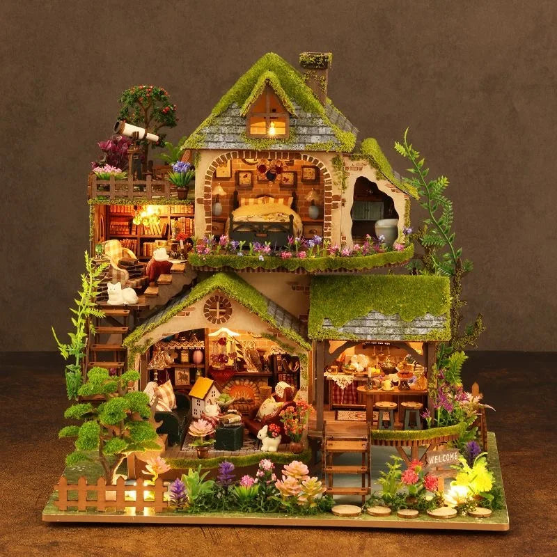 DIY Dollhouse Kit Forest Adventure Miniature House Casa 3D Wooden Puzzles Diorama Scenery