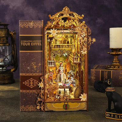 DIY Book Nook Kit Mysterious City Bookshelf Insert Egypt Pyramid DIY Bookend Diorama Scenery Bookshelf Decor