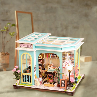 DIY Dollhouse Kit Tailor Shop Miniature House 3D Wooden Puzzles Alter Store Clothing Shop
